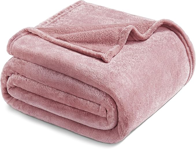 Exclusivo Mezcla Fleece Throw XL Blanket for Couch, Sofa, Super Soft and Warm Dusty Pink Blankets, All Season, Cozy, Plush, Lightweight, 50x70 Inches