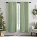 Light Sage Curtains 38 Inch Wide for Windows 2 Panels Back Tab Pocket Semi Sheer Linen Light Filter Lightweight Avocado Green Curtains for Bedroom Living Room Closet Doors Width 38 x 63 Length