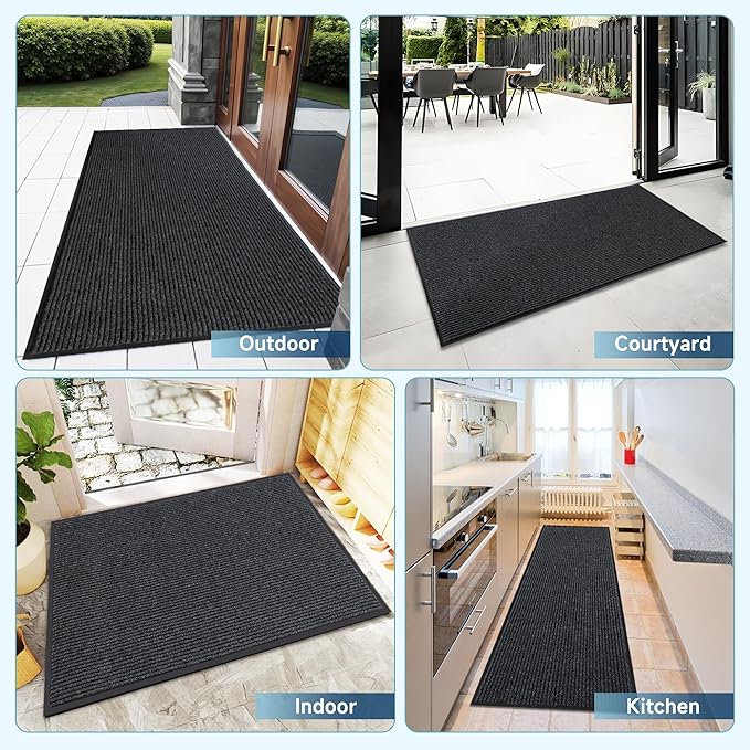 Extra Large Front Door Mat, 3 x 4 Feet Indoor Outdoor Entrance Mat, Heavy Duty Commercial Floor Mats, Non-Slip Rubber Backing Doormat for Entryway, Waterproof, Low-Profile, Easy to Clean