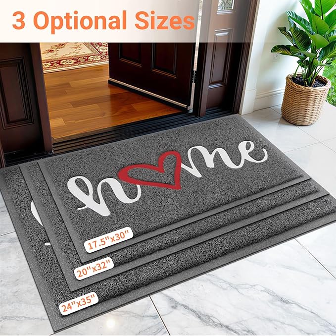 StepLively Door Mat Home Welcome Mats Outdoor and Indoor, Heavy-Duty Low-Profile Non-Slip Front Welcome Mat for Home Entrance, Outside Entry, Yard, Floor, (30''x17.5'', Grey)