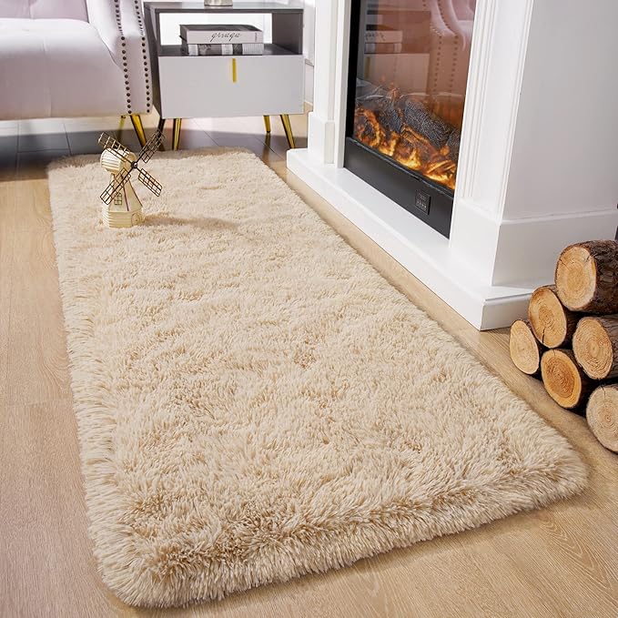 Chicrug Soft Runner Rugs for Bedroom Living Room Plush Fluffy Rug 3x8 Feet, Shag Furry Area Rug Carpet Non Shedding for Nursery Children Kids Girls Room Home Decorative, Camel