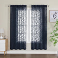 OWENIE Furman Sheer Curtains 63 inch Length for Bedroom Living Room 2 Panels Set, Light Filtering Solid Curtains & Drapes with Geometric Jacquard Clip, Soft Airy Rod Pocket Voile Curtain, 40Wx63L inch