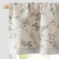 jinchan Floral Curtain Valance for Windows 16 Inch Linen Valance for Kitchen Living Room Rustic Cottage Farmhouse Flower Butterfly Curtain Rod Pocket 1 Panel Double Layer Blackout Grey on Beige