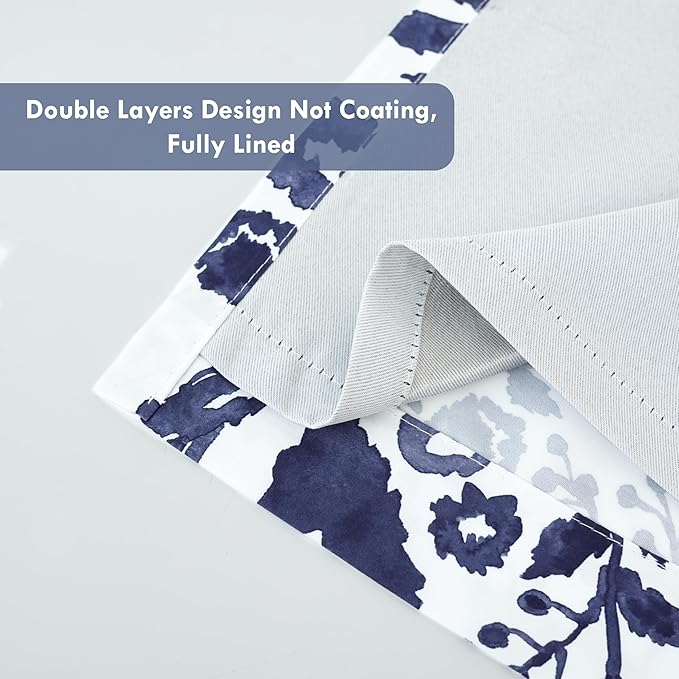 DriftAway Julia Lined Valance Double Layer Thermal Insulated Room Darkening Blackout Valances 3 Inch Rod Pocket Window Valance for Bathroom Living Room 52 Inch by 18 Inch Navy