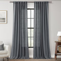 Dark Gray Curtains for Living Room Back Tab Modern Farmhouse Semi Sheer Gray Curtains 120 inches Long 2 Panels Set Muted Neutral Window Curtain for Dining Room Bedroom 52x120