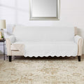 Great Bay Home Reversible Sofa Cover - Washable Slipcover Furniture Protector with Elastic Straps - Perfect for Kids & Pets - Quilted & Stitched Detail (White/Sand)
