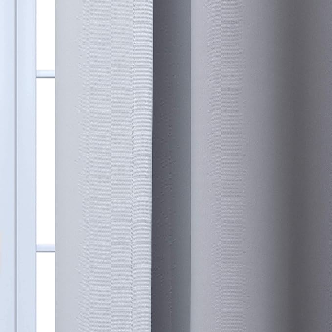 Yakamok Room Darkening Ombre Curtains 54 Inch Length, Black and Greyish White Thermal Insulated Gradient Color Curtains,Light Blocking Grommet Window Drapes for Bedroom,42 Inch Width,2 Panels