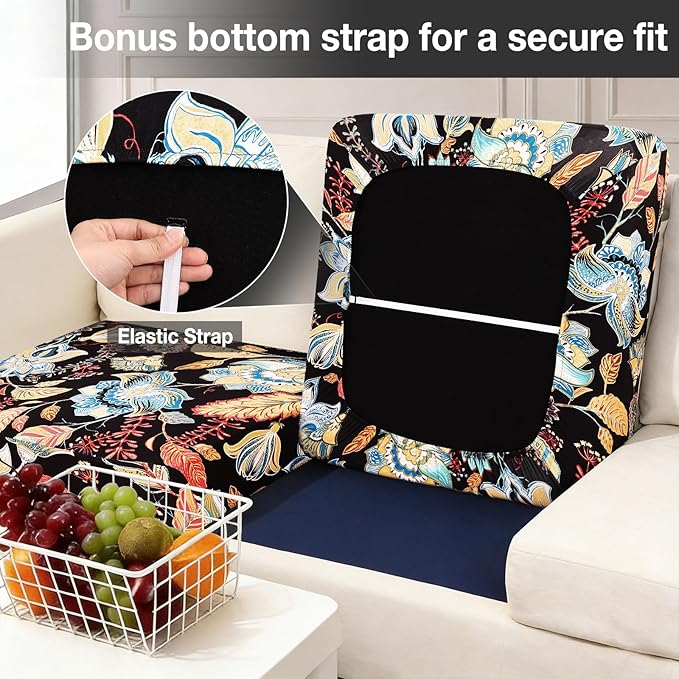hyha 12Pcs Patio Cushion Covers, Stretch Outdoor Couch Cushion Covers Replacement, Washable Outdoor Chair/Sofa Slipcovers for Patio Furniture Cushions Protector with Elastic Bottom(Floral,Cover Only)