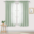 DWCN Bean Green Sheer Curtains Semi Transparent Voile Rod Pocket Curtains for Bedroom and Living Room, 42 x 72 inches Long, Set of 2 Panels