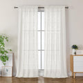 Simplebrand Semi Sheer Ivory Curtains 96 Inches Long 2 Panels, Light Filtering Geometric Jacquard Clip Textured Sheer Curtains for Living Roon，Modern Elegant Window Curtains Drapes，52x96 inch