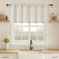 OVZME Natural Valance for Windows, Light Filtering Faux Linen Textured Small Cafe Valances for Windows, Dual Rod Pocket Farmhouse Short Curtain for Bathroom Basement, 60Wx20L inch, 1 Piece