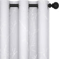 Deconovo Greyish White Curtains, Room Darkening Curtain, Thermal Insulated Soundproof Drapes, Silver Branch Print, 42 x 84 Inch Long, Grommet Window Panels for Living Room Bedroom Nursery, Set of 2