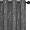 Deconovo Blackout Curtains 108 Inches Long, Grey Blackout Curtain with Silver Wave Dots Print Pattern, Thermal Insulated Soundproof Drapes for Sliding Glass Door Patio Living Room Bedroom, Set of 2