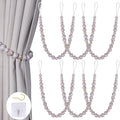 Wood Bead Curtain Tiebacks, KLOGTSIND Set of 6 Curtain Holdbacks for Thin or Thick Window Draperies, Boho Farmhouse Curtain Tiebacks with Hooks, Curtain Tie Backs for Home Office Room Décor