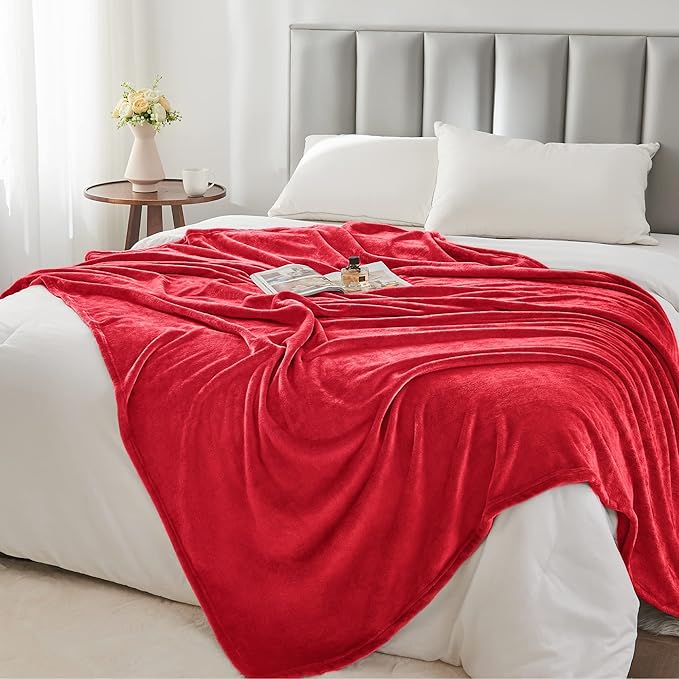 BEDELITE Fleece Blanket Twin Size Red Throw Blanket for Couch & Bed, Luxury Plush Cozy Fuzzy Blanket 60x80 inches, Super Soft Warm Lightweight Throw Blanket for Travel Camping