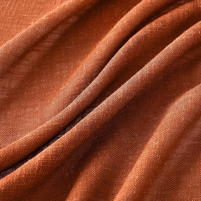 MIULEE Rust Curtains 84 Inch Length 2 Panels for Bedroom Living Room, Terracotta Burnt Orange Soft Thick Linen Textured Window Drapes Semi Sheer Light Filtering Back Tab Burlap Look Fall Boho Decor