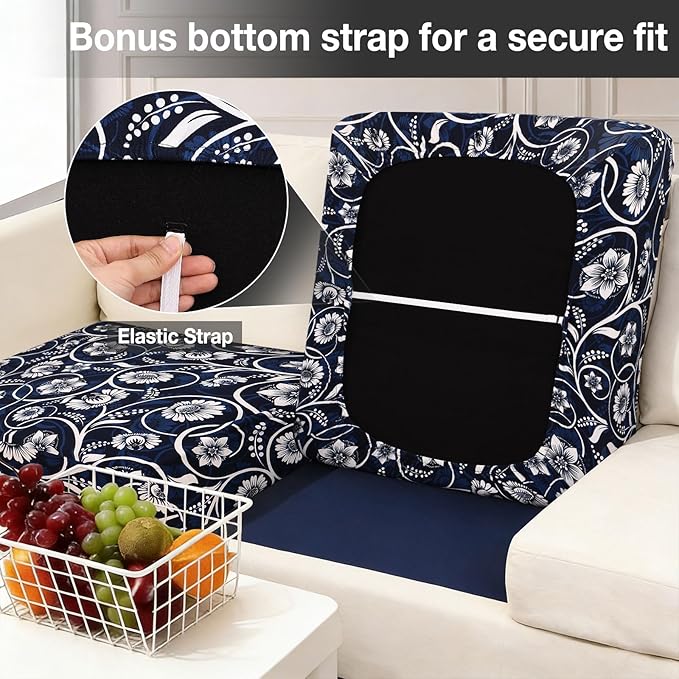 hyha 8Pcs Patio Cushion Covers, Stretch Outdoor Couch Cushion Covers Replacement, Washable Outdoor Chair/Sofa Slipcovers for Patio Furniture Cushions Protector with Elastic Bottom(Baroque,Cover Only)