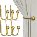 Hion Curtain Holdbacks Gold 6pcs, Curtain Tiebacks Wall Mounted Curtain Hooks Holders for Drapes