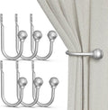 Hion Curtain Holdbacks Silver 6pcs, Curtain Tiebacks Wall Mounted Curtain Hooks Holders for Drapes