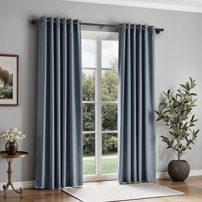 Zeerobee Curtain Rods for Windows 48 to 84, 1 Inch Industrial Wrap Around Vintage Bronze Curtain Rod, Indoor/Outdoor Room Divider Adjustable Drapery Pole, 48"-86"