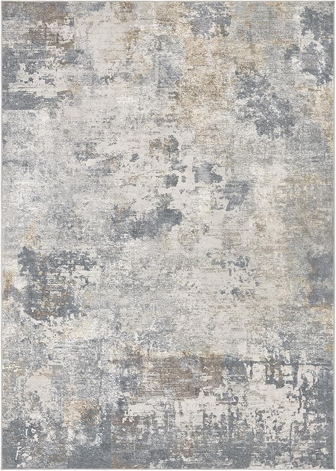 UERMEI 7x9 Area Rug Living Room Rugs - Washable Neutral Modern Abstract Soft Thin Large Rug Indoor Floor No Slip Rug Carpet for Bedroom Under Dining Table Home Office Decor - Blue Grey