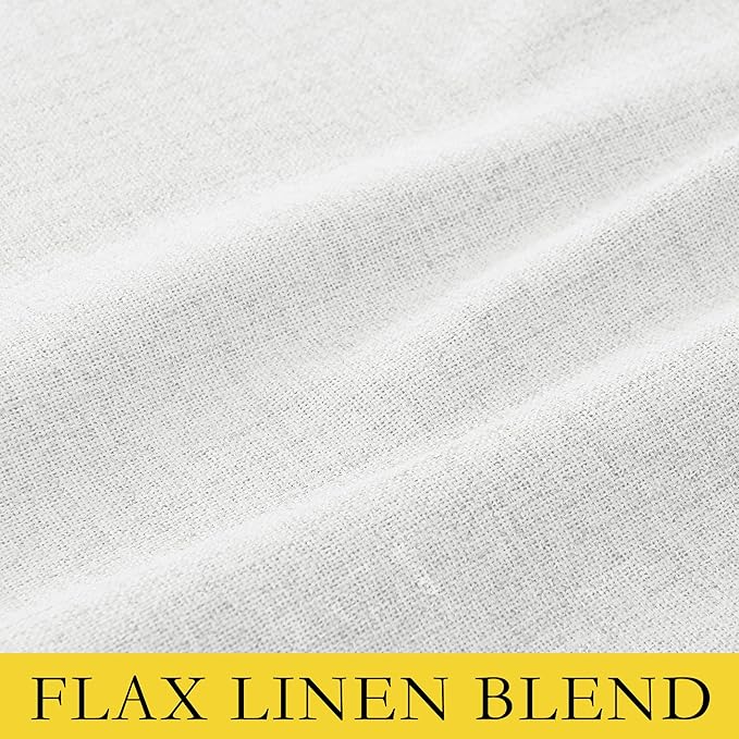 NICETOWN 100% Absolutely Blackout Linen Curtains with Thermal Insulated Liner, Greyish White, 62" Wide, 102" Length Energy Saving Curtains for Living Room 2 Panels Set, Vertical Blinds