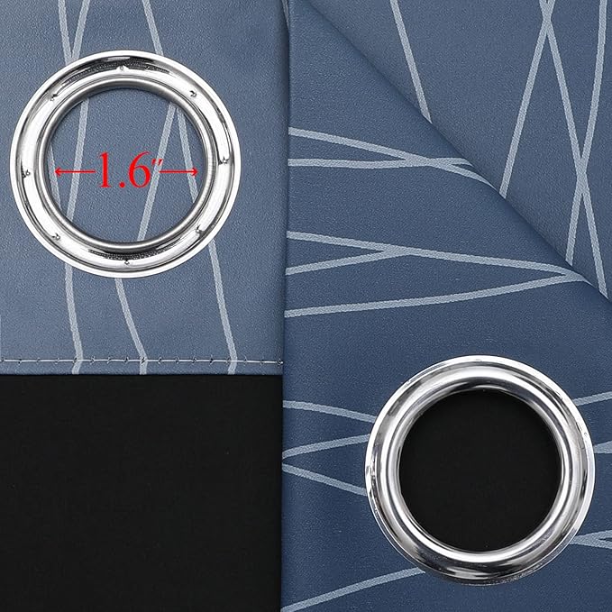 Estelar Textiler Navy Blue and Greyish White Ombre Short Blackout Cafe Curtains 36 Inch Length, Thermal Insulated Grommet Small Half Window Drapes for Kitchen/Basement/RV Camper, 52Wx36L, 2 Panels