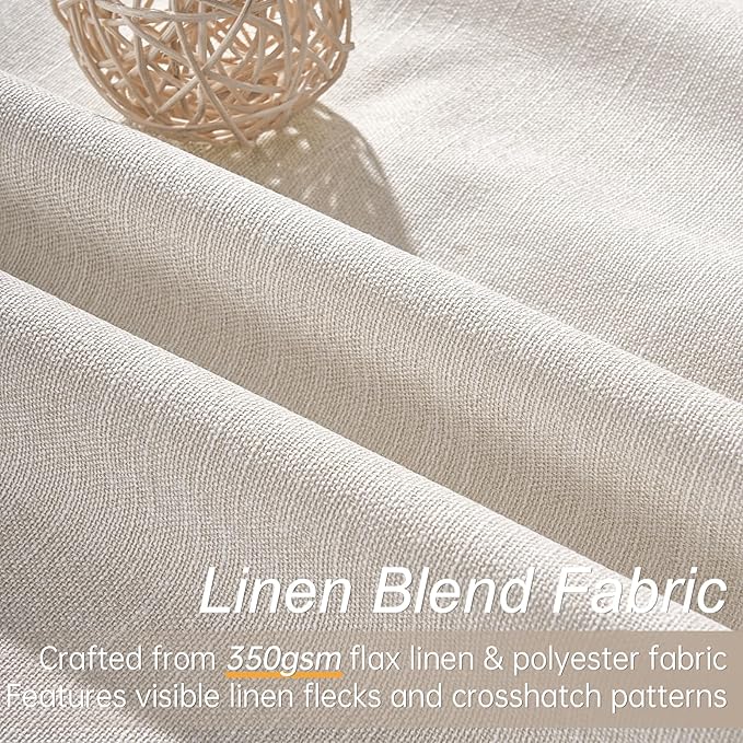 Topfinel Living Room Curtains 102 Inches Long for Large Window Cream Ivory Birch Linen Texture 100% Blackout Curtains for Bedroom Noise Reduction Curtains Farmhouse Style 2 Panels (W40 xL102)