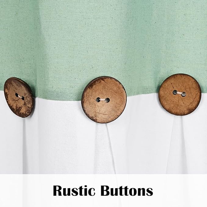 FRAMICS Farmhouse Swag Curtain, Boho Cotton Linen Valance Curtain, Sage Green Rustic Button Window Valance for Kitchen Bathroom Bedroom, Country Rod Pocket Valances for Windows, 52 x 36 Inch
