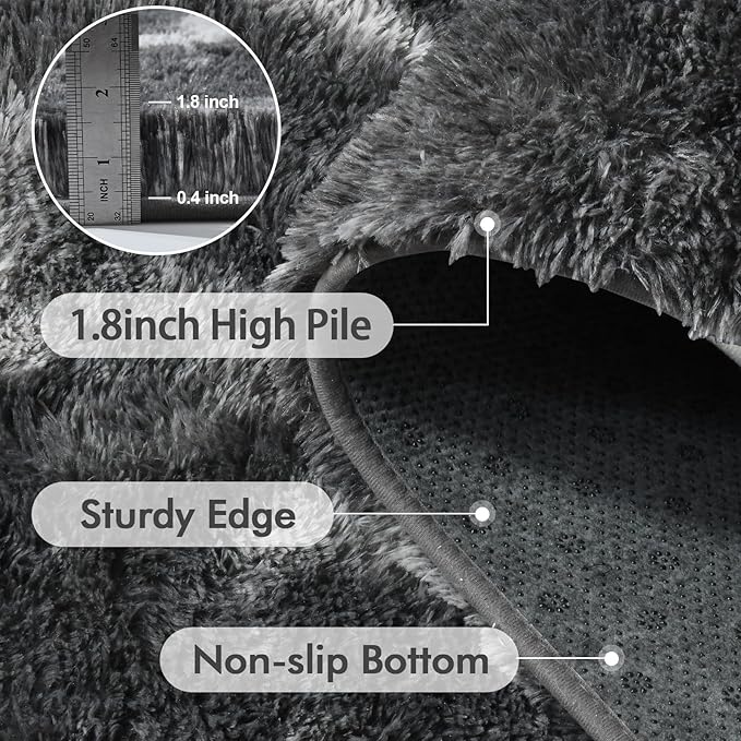 8x10 Ft Extra Large Shag Rugs for Living Room, Tie Dyed Ultra Soft Fluffy Furry Area Rugs for Bedroom Indoor Floor, Aesthetic Carpet for Kids Home Decor (Grey)
