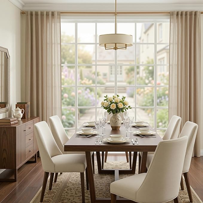 MYSKY HOME 108 Inches Long Taupe Sheer Curtains for Living Room 2 Panel Sets Light Filtering Window Drapes for Sliding Door Back Tab Draperies Floor to Ceiling Curtains Soft, 50" Wide