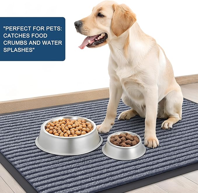 OLANLY Front Door Mat Indoor Outdoor Entrance, Waterproof Heavy Duty Doormat, Fade Resistant, Low Profile, Easy Clean Patio Porch Welcome Floor Mats for Entry, 59x34, Ash Grey