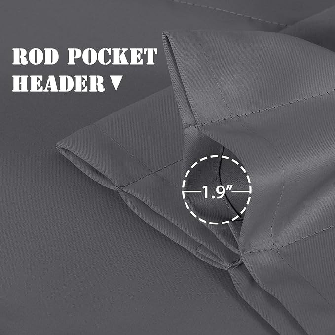 H.VERSAILTEX Blackout Valances for Windows,Kitchen Valance Curtains for Living Room/Bedroom/Bathroom Privacy Rod Pocket Short Window Valance Curtains, 4 Panels 52" W x 18,Bluish Gray