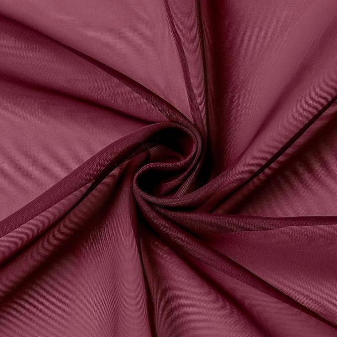 Burgundy Kitchen Curtains 30 Inch Length Tier 2 PCS, Solid Soft Airy Half Curtains for Windows, Sheer Rod Pocket Drapes for Bathroom Basement Small Window, Burgundy, 42" Wx30 L Inches