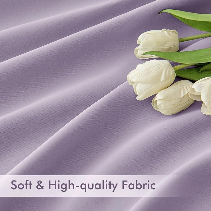 MIULEE Lilac Back Tab Blackout Curtain 96 Inch Long 2 Panels Set for Bedroom, Rod Pocket/Pinch Pleat Thermal Insulated Living Room Darkening Pleated Light Blocking Floor to Ceiling Drape