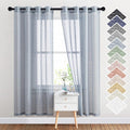 NICETOWN Semi Sheer Linen Blend Window Curtains, Grommet Solid Curtain Privacy with Light Filter Flax Texture Window Treatment Vertical Drape for Bedroom/Living Room, W52 x L72, Sea Mist, 1 Pair