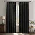 IVAPUPU Pinch Pleated Curtains 90 Inches Long, Light Filtering Thick Linen Textured Curtain Memory Trained Back Tab Window Drapes with Hooks Rings for Bedroom Living Room, 2 Panels, Black, 40x90