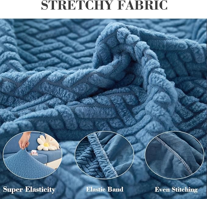 Sofa Covers Couch Covers for Sofa Pet Friendly Couch Cushion Covers Universal Sofa Covers Washable Stretch Slipcovers for Sectional Sofa (Texture Blue,Headrest Cover)