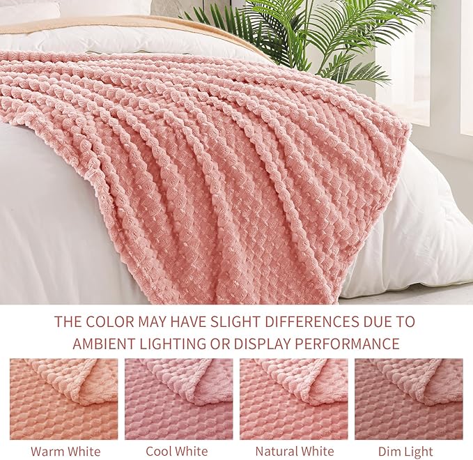 Exclusivo Mezcla Fleece Throw Blanket for Couch, Extra Large Fuzzy Dusty Pink Bed Blankets, Soft Cozy Plush Sofa Throws for All Seasons, 50x70 Inches