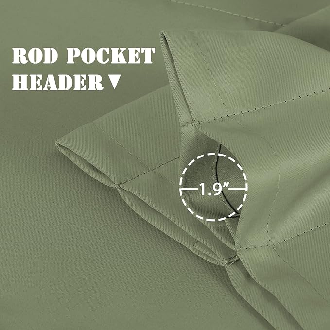 H.VERSAILTEX Blackout Kitchen Sage Green Curtain Valances,Short Window Valance Curtains for Living Room/Bedroom/Bathroom Privacy Decorative Rod Pocket Kitchen Valances，2 Panels，52" W x 18" L