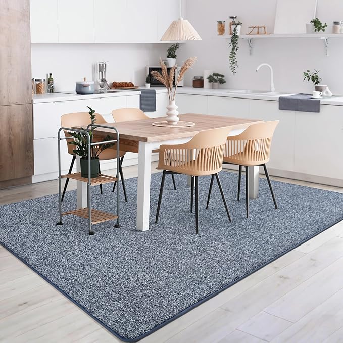 AROGAN Washable 7×10 Living Room Rug, Modern Area Rugs with Soft Memory Foam for Bedroom, Minimalist Non-Slip Indoor Floor Carpet for Dining Room Office Kids Playroom Decor, Navy Blue