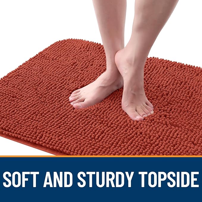 OLANLY Dog Door Mat for Muddy Paws 50x30, Absorbs Moisture and Dirt, Absorbent Non-Slip Washable Doormat, Quick Dry Chenille Mud Mat for Dogs, Entry Indoor Entryway Carpet for Inside Floor, Maple Red