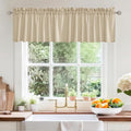 RYB HOME Short Kitchen Valances Faux Linen Blended 2 Panels Privacy Protect Shabby Chic Swag Curtain for Kitchen Living Room Cabinet, Rod Pocket, Camel, W 52 x L 18 inch