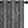 Deconovo Blackout Curtains 84 Inches Long, Light Gray Drapes for Living Room, Branch Silver Print, Soundproof Thermal Insulated Privacy Window Curtain for Bedroom Nursery, Set of 2, Machine Washable