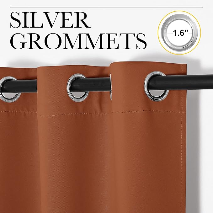 NICETOWN Burnt Orange Window Curtains Blackout Drapes, Thermal Insulated Solid Grommet Blackout Curtains/Draperies for Living Room (1 Pair, 29 by 45 inches)