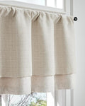 jinchan Valance Curtain Beige Hearthered Farmhouse Light Filtering Double Layer Window Treatment for Living Room Dining Bedroom Kitchen Rod Pocket 18 Inch