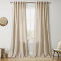 Nanspring Taupe Burlywood Curtains 102 Inches Long for Living Room Linen Light Filtering Rustic Farmhouse Decor Curtains Back Tab Privacy Semi Sheer Curtain for Bedroom Office 52x102, 2 Panels