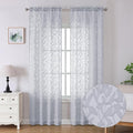 Lecloud Leia Light Grey Sheer Curtains 96 Inches Long 2 Panels, Jacquard Leaves Textured French Door Curtains Dual Rod Pockets, Farmhouse Living Room Bedroom Drapes Window Treatments, 40 W x 96 L