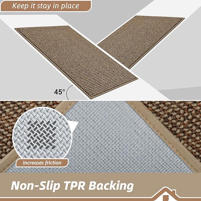 BEQHAUSE Kitchen Rugs 20"x32", Non-Slip Kitchen Mats for Floor, Super Absorbent and Stain Resistant Kitchen Rugs, Machine Washable Rugs for Kitchen, Hallway, Laundry & Sink, Taupe