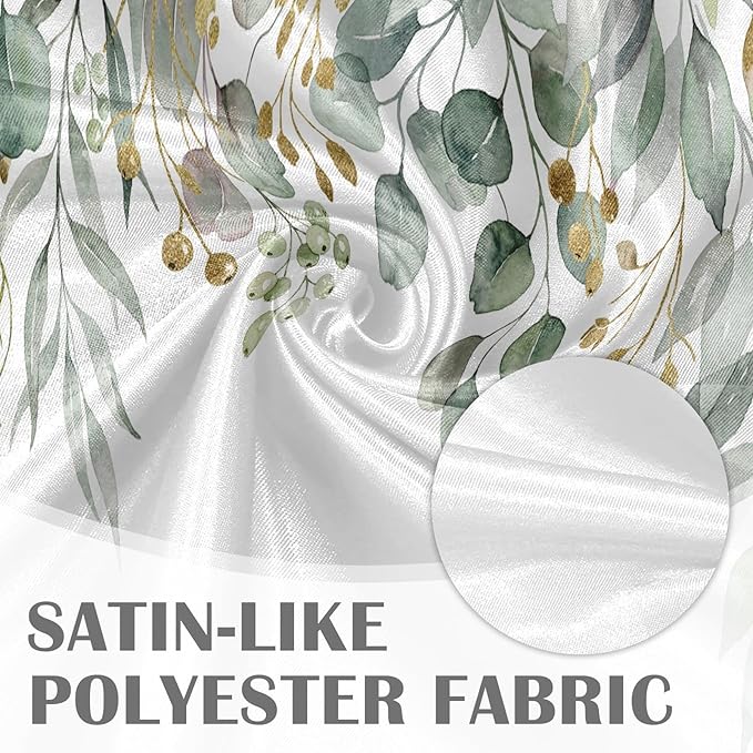 Emvency 4 Pack Valances Window Treatments, Green Eucalyptus Leaves Summer Blackout Adjustable Valances for Living Room Bathroom Bedroom Kitchen Over Sink, 52x12 Inch Rod Pocket